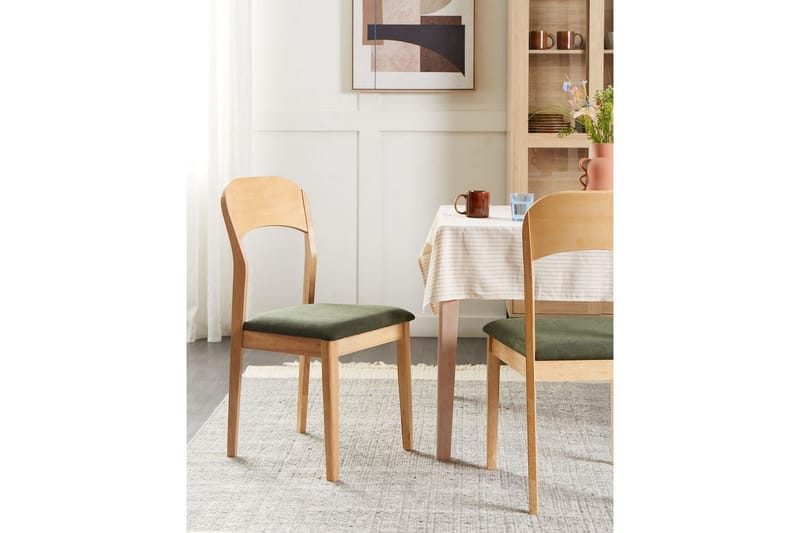 Set med 2 matstolar Alvin - Ljus trä, grön - Möbler - Stolar & fåtöljer - Matstol & köksstol
