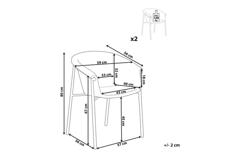 Set med 2 matstolar Ames - Grön, Svart - Möbler - Stolar & fåtöljer - Matstol & köksstol