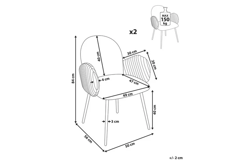 Set med 2 matstolar Amity - Beige, svart, brun - Möbler - Stolar & fåtöljer - Matstol & köksstol