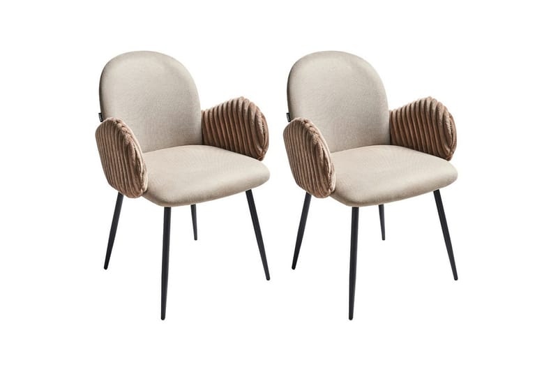 Set med 2 matstolar Amity, Beige, svart, brun