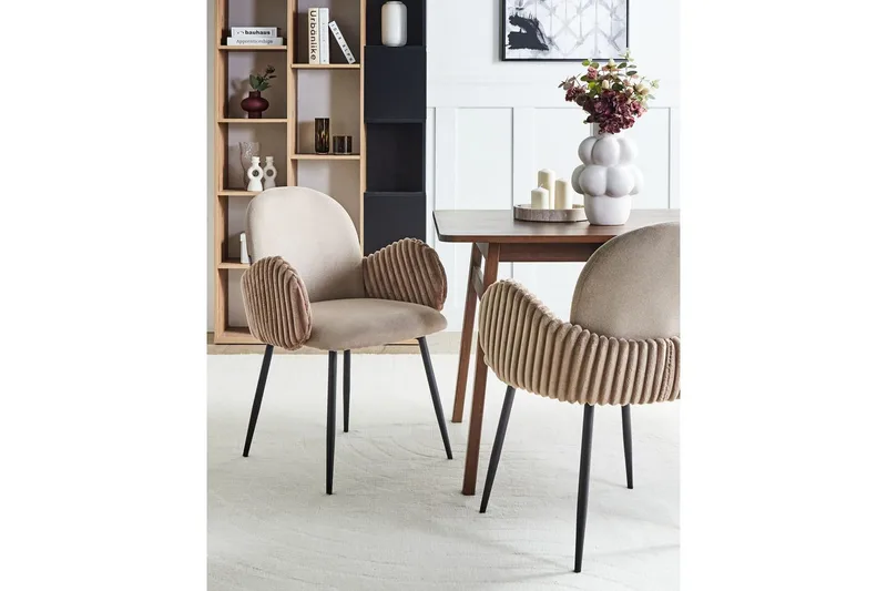 Set med 2 matstolar Amity - Beige, svart, brun - Möbler - Stolar & fåtöljer - Matstol & köksstol