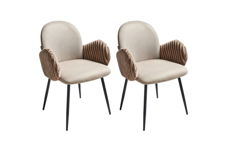 Set med 2 matstolar Amity, Beige, svart, brun