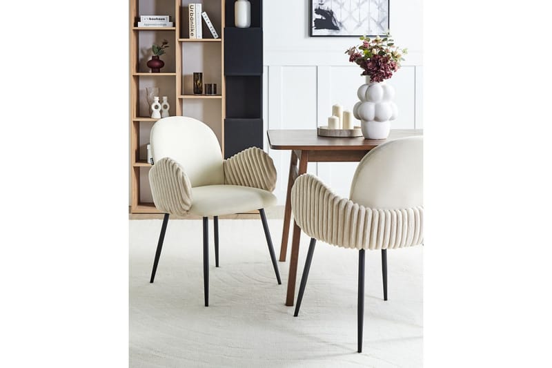 Set med 2 matstolar Amity - Ljusbeige, svart - Möbler - Stolar & fåtöljer - Matstol & köksstol