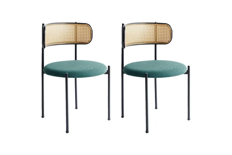 Set med 2 matstolar Andover, Svart, ljust trä, grönt