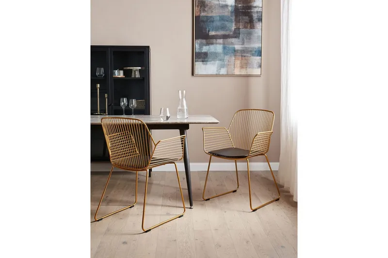 Set med 2 matstolar Appleton - Guld, svart - Möbler - Stolar & fåtöljer - Matstol & köksstol