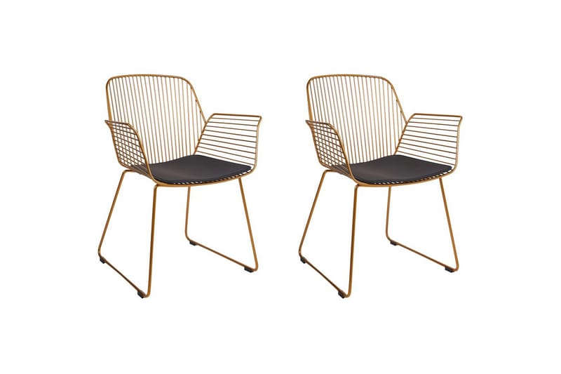 Set med 2 matstolar Appleton, Guld, svart