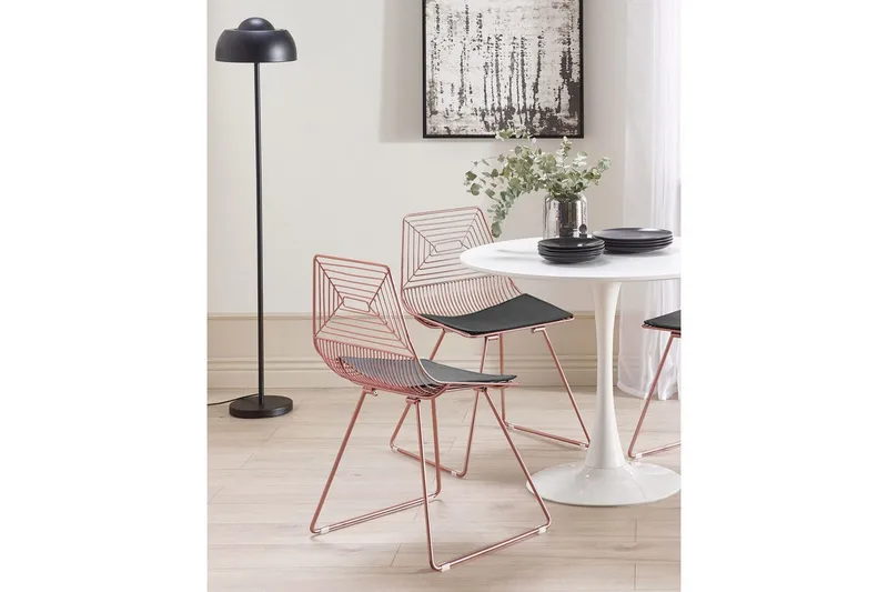 Set med 2 matstolar Beatty - Rosa guld, svart - Möbler - Stolar & fåtöljer - Matstol & köksstol