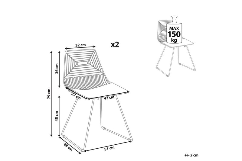 Set med 2 matstolar Beatty - Rosa guld, svart - Möbler - Stolar & fåtöljer - Matstol & köksstol