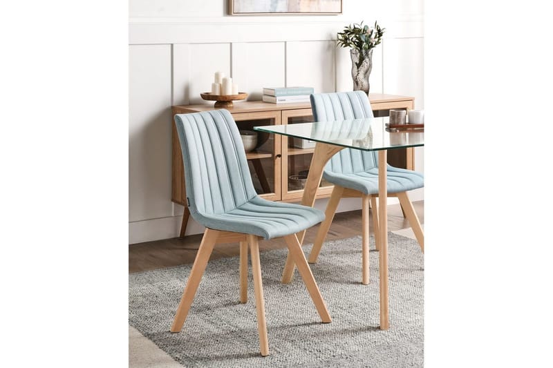 Set med 2 matstolar Calgary - Blått, ljust trä - Möbler - Stolar & fåtöljer - Matstol & köksstol