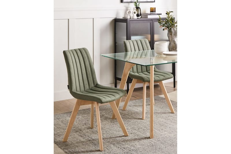 Set med 2 matstolar Calgary - Grönt, ljust trä - Möbler - Stolar & fåtöljer - Matstol & köksstol