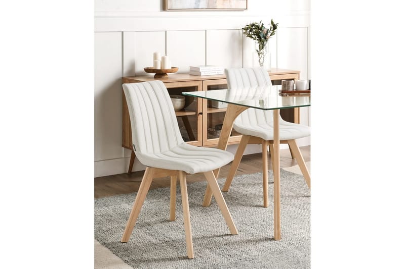 Set med 2 matstolar Calgary - Vit, ljust trä - Möbler - Stolar & fåtöljer - Matstol & köksstol