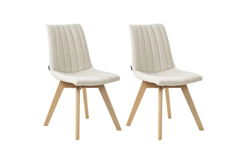 Set med 2 matstolar Calgary, Vit, ljust trä