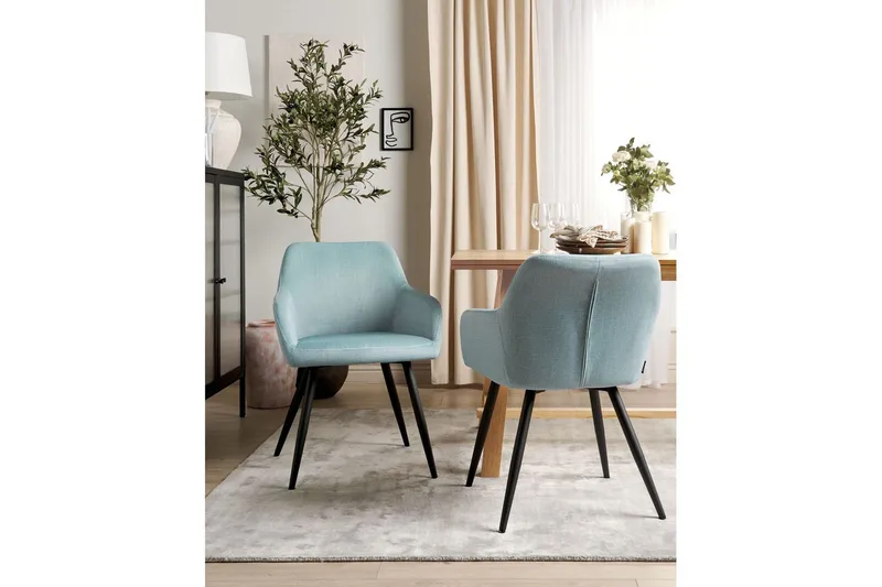 Set med 2 matstolar Casmalia - Blå, Svart - Möbler - Stolar & fåtöljer - Matstol & köksstol