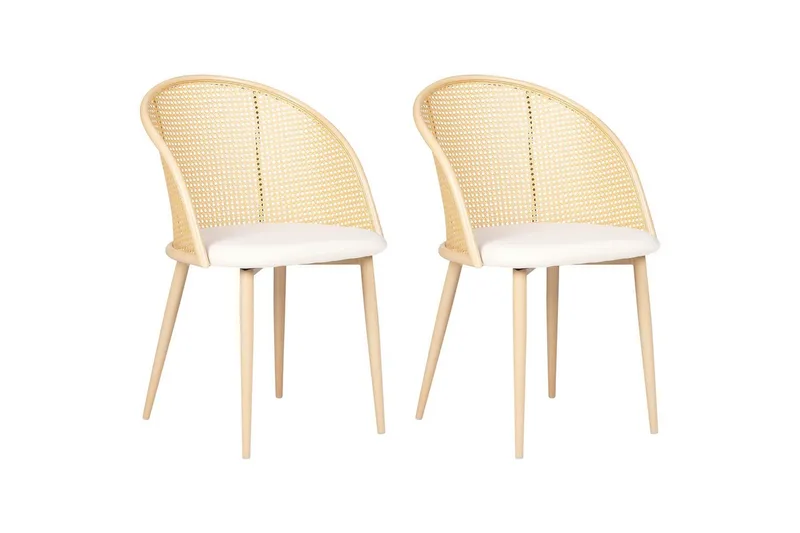 Set med 2 matstolar Cornell, Ljus trä, beige