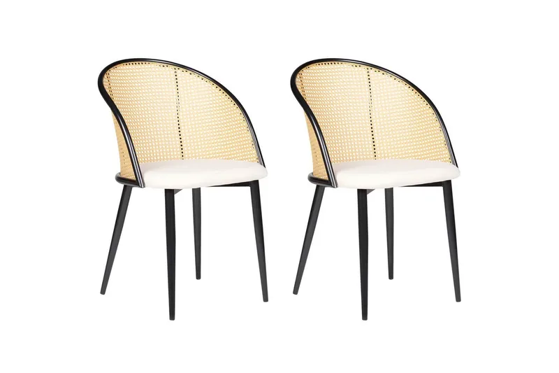 Set med 2 matstolar Cornell - Svart, beige, ljust trä - Möbler - Stolar & fåtöljer - Matstol & köksstol