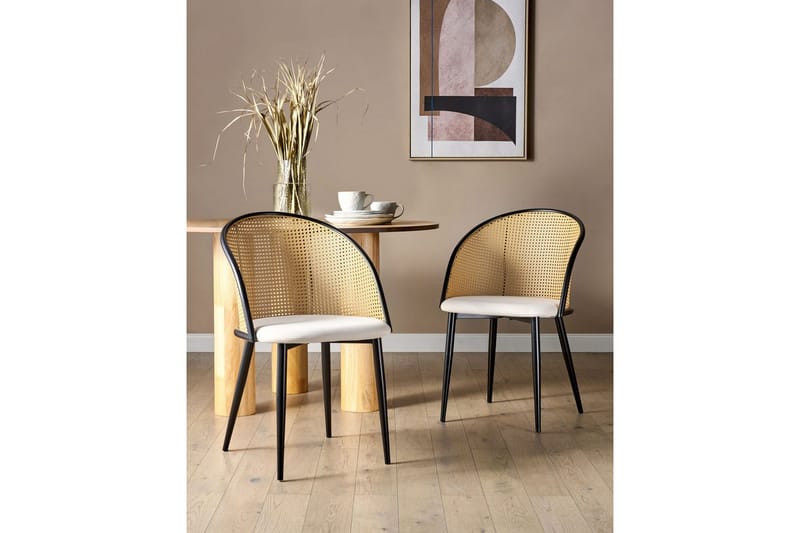 Set med 2 matstolar Cornell - Svart, beige, ljust trä - Möbler - Stolar & fåtöljer - Matstol & köksstol