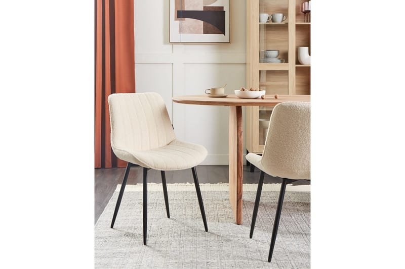 Set med 2 matstolar Dubrovnik - Beige, svart/Bouclé - Möbler - Stolar & fåtöljer - Matstol & köksstol