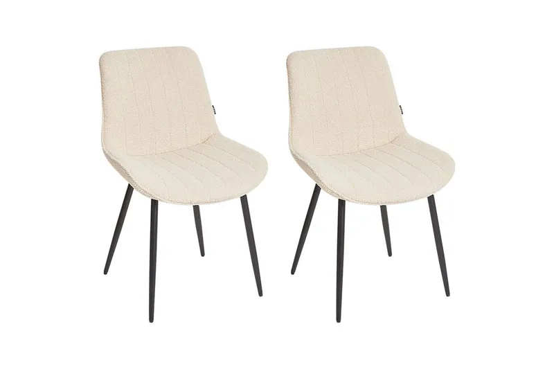 Set med 2 matstolar Dubrovnik - Beige, svart/Bouclé - Möbler - Stolar & fåtöljer - Matstol & köksstol