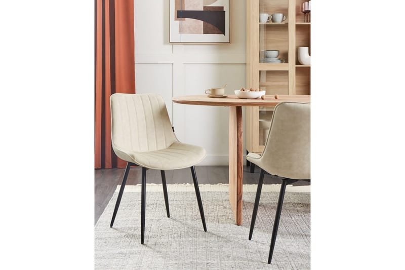 Set med 2 matstolar Dubrovnik - Beige, svart/Konstläder - Möbler - Stolar & fåtöljer - Matstol & köksstol