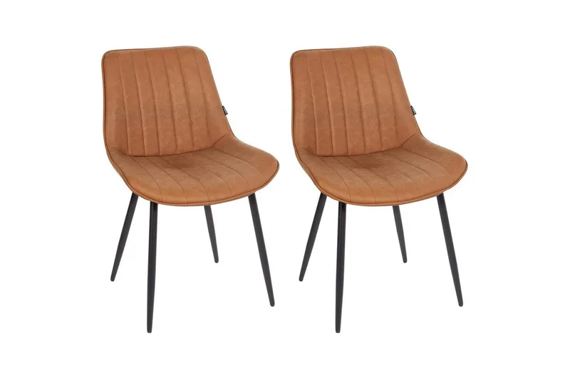 Set med 2 matstolar Dubrovnik, Brun, Svart/Konstläder