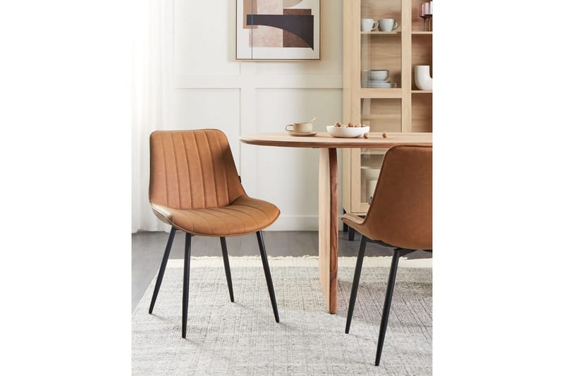 Set med 2 matstolar Dubrovnik - Brun, Svart/Konstläder - Möbler - Stolar & fåtöljer - Matstol & köksstol