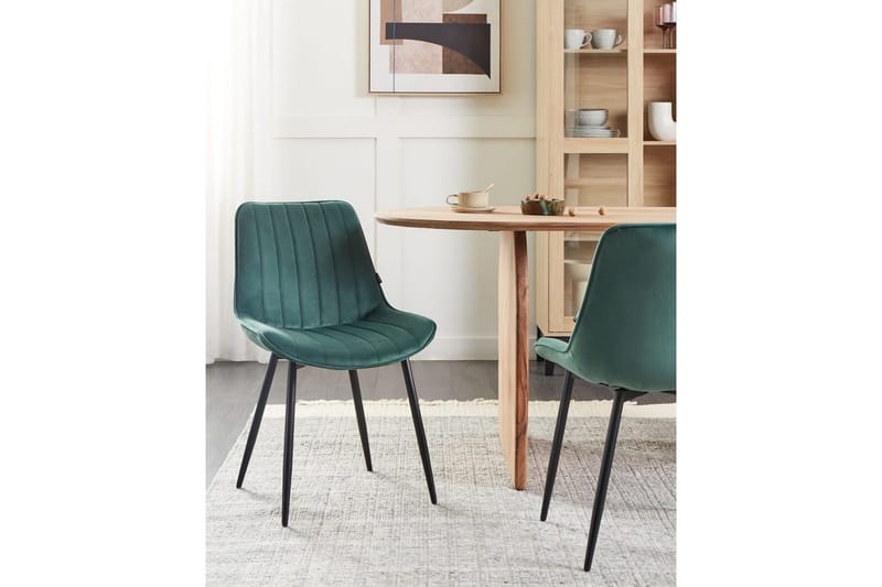 Set med 2 matstolar Dubrovnik - Grön, Svart/Sammet - Möbler - Stolar & fåtöljer - Matstol & köksstol