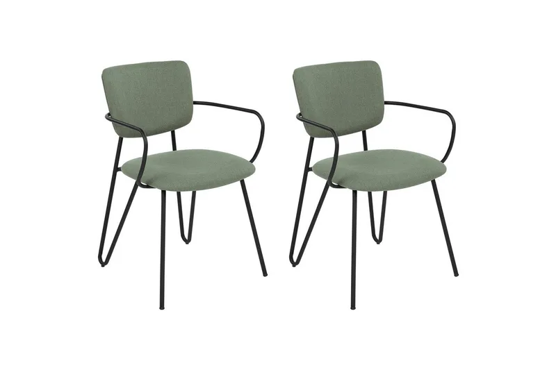 Set med 2 matstolar Elko, Grön, Svart