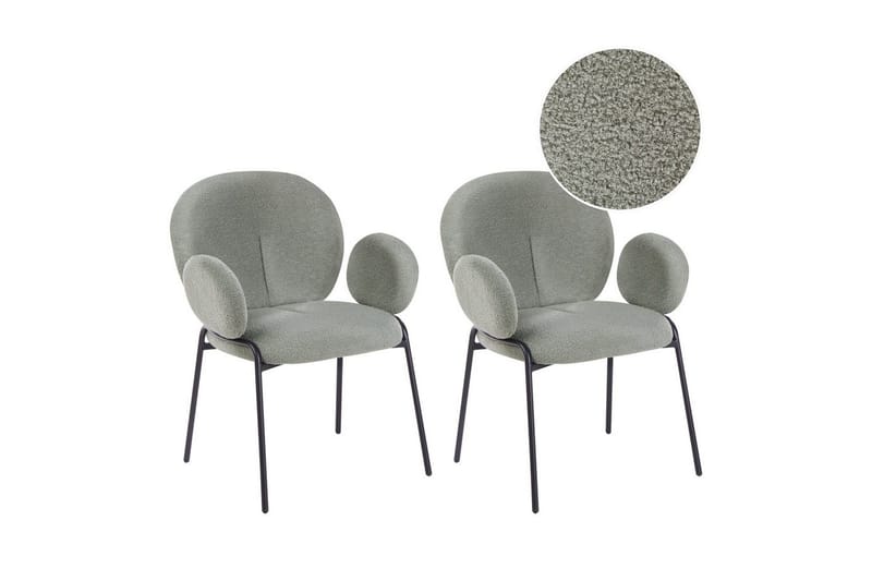 Set med 2 matstolar Ely, Grön, Svart