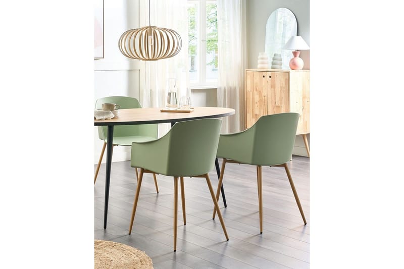 Set med 2 matstolar Fonda ll - Grönt, ljust trä - Möbler - Stolar & fåtöljer - Matstol & köksstol