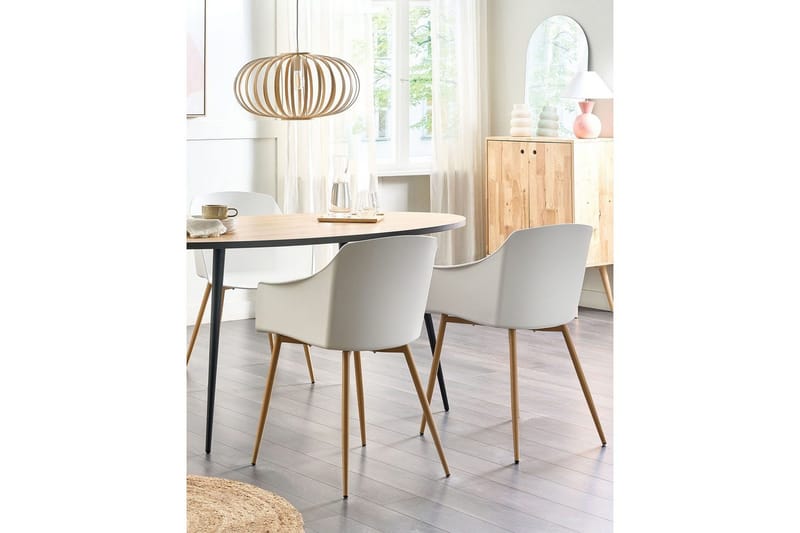 Set med 2 matstolar Fonda ll - Vit, ljust trä - Möbler - Stolar & fåtöljer - Matstol & köksstol