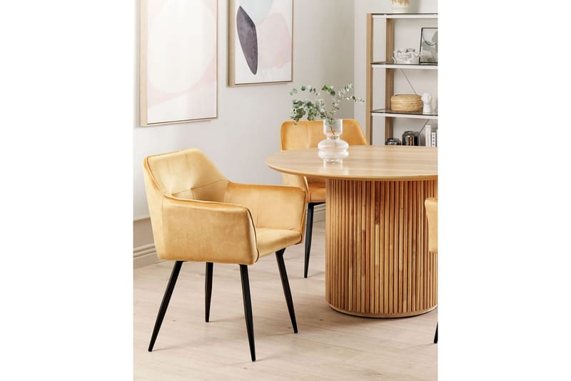 Set med 2 matstolar Jasmin - Gul, Svart - Möbler - Stolar & fåtöljer - Matstol & köksstol