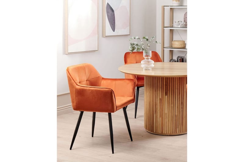 Set med 2 matstolar Jasmin - Orange, svart - Möbler - Stolar & fåtöljer - Matstol & köksstol