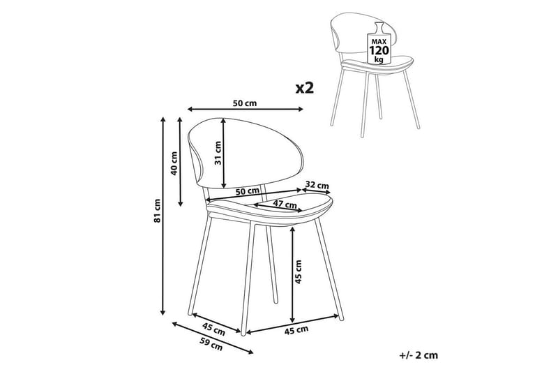 Set med 2 matstolar Kiana, Blå, Svart