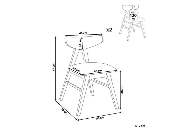 Set med 2 matstolar Lacota, Brun, grå