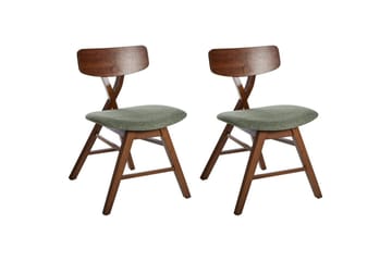 Set med 2 matstolar Leland - Brun, Grön - Möbler - Stolar & fåtöljer - Matstol & köksstol