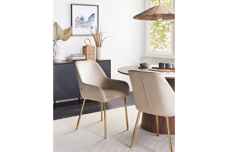 Set med 2 matstolar Loverna - Beige, guld/Sammet - Möbler - Stolar & fåtöljer - Matstol & köksstol