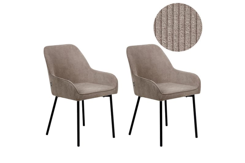 Set med 2 matstolar Loverna - Beige, svart/Manchestertyg - Möbler - Stolar & fåtöljer - Matstol & köksstol