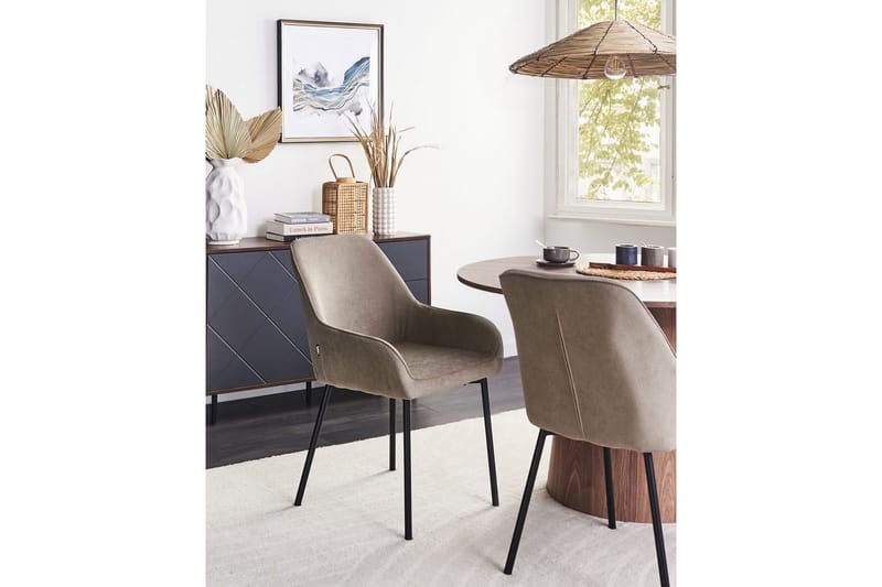 Set med 2 matstolar Loverna - Beige, svart/Manchestertyg - Möbler - Stolar & fåtöljer - Matstol & köksstol