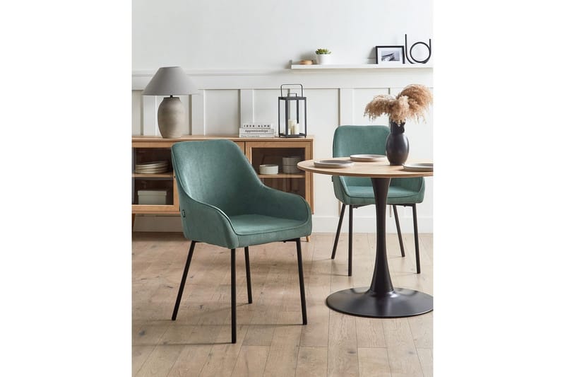 Set med 2 matstolar Loverna - Grön, Svart/Manchestertyg - Möbler - Stolar & fåtöljer - Matstol & köksstol