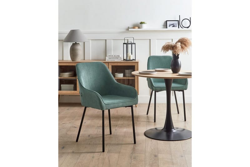 Set med 2 matstolar Loverna - Grön, Svart/Manchestertyg - Möbler - Stolar & fåtöljer - Matstol & köksstol