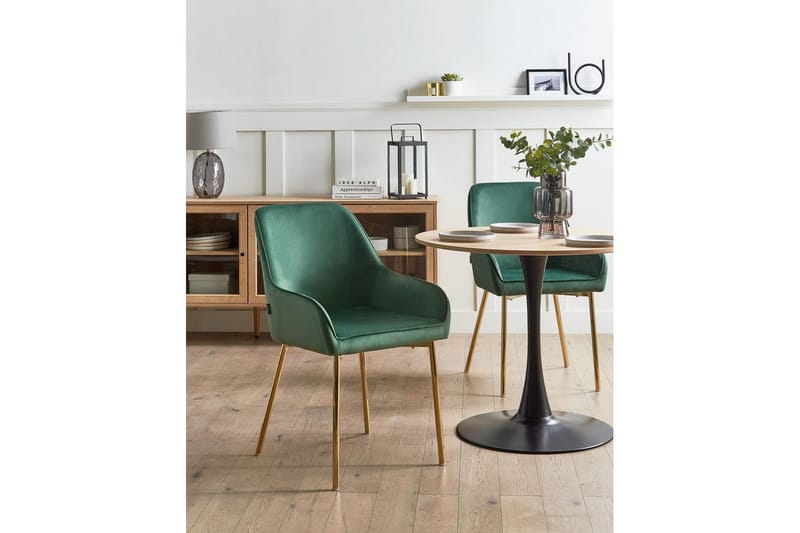 Set med 2 matstolar Loverna - Grönt, guld/Sammet - Möbler - Stolar & fåtöljer - Matstol & köksstol