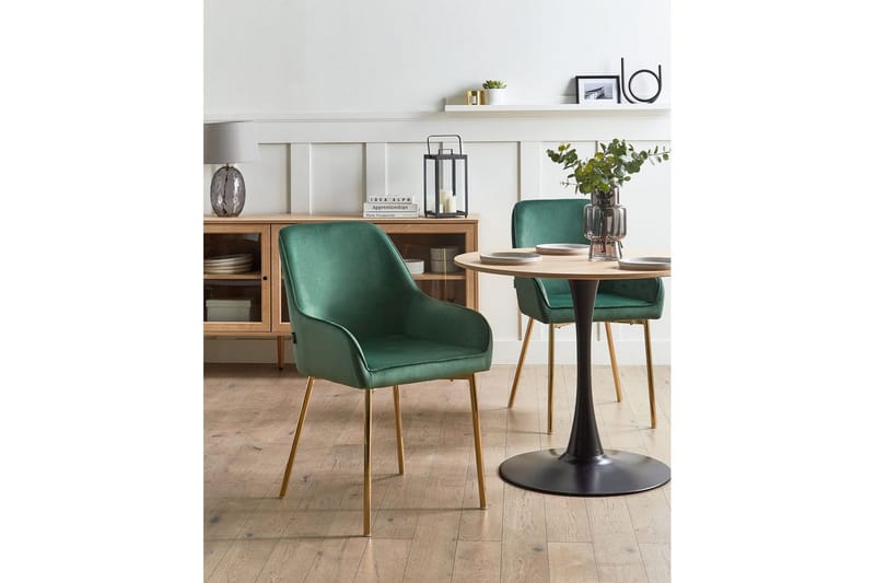 Set med 2 matstolar Loverna - Grönt/guld/Sammet - Möbler - Stolar & fåtöljer - Matstol & köksstol
