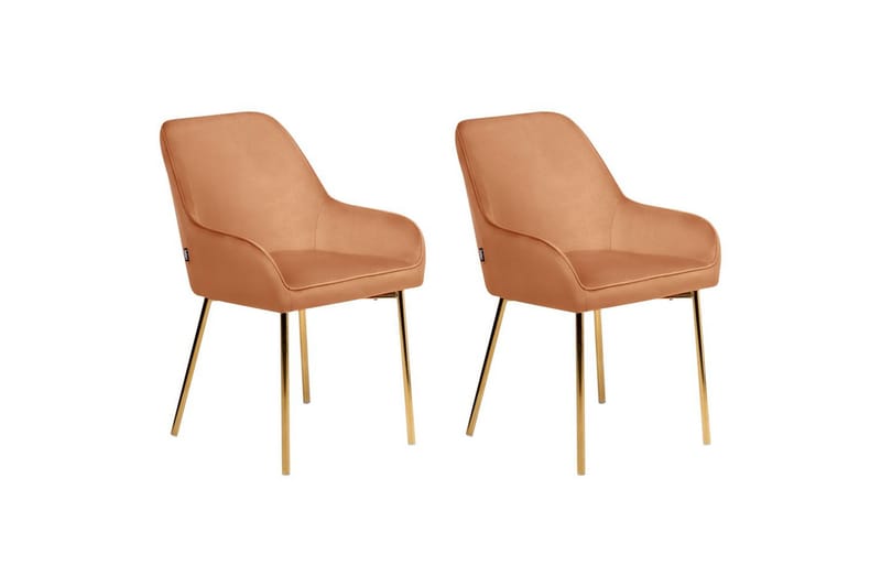 Set med 2 matstolar Loverna - Orange, guld/Sammet - Möbler - Stolar & fåtöljer - Matstol & köksstol