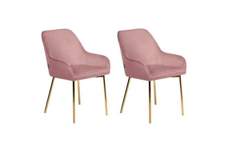 Set med 2 matstolar Loverna - Rosa, guld/Sammet - Möbler - Stolar & fåtöljer - Matstol & köksstol