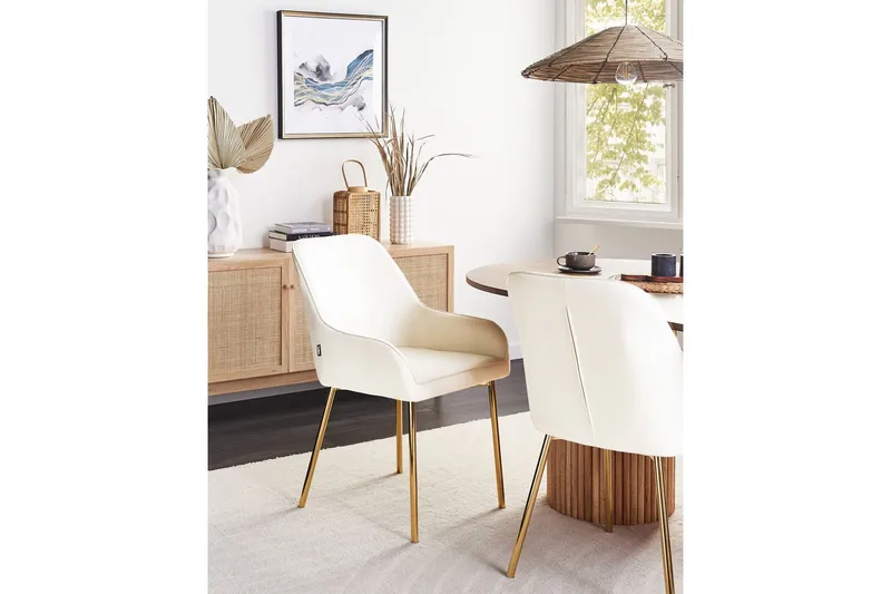 Set med 2 matstolar Loverna - Vitt, guld/Sammet - Möbler - Stolar & fåtöljer - Matstol & köksstol