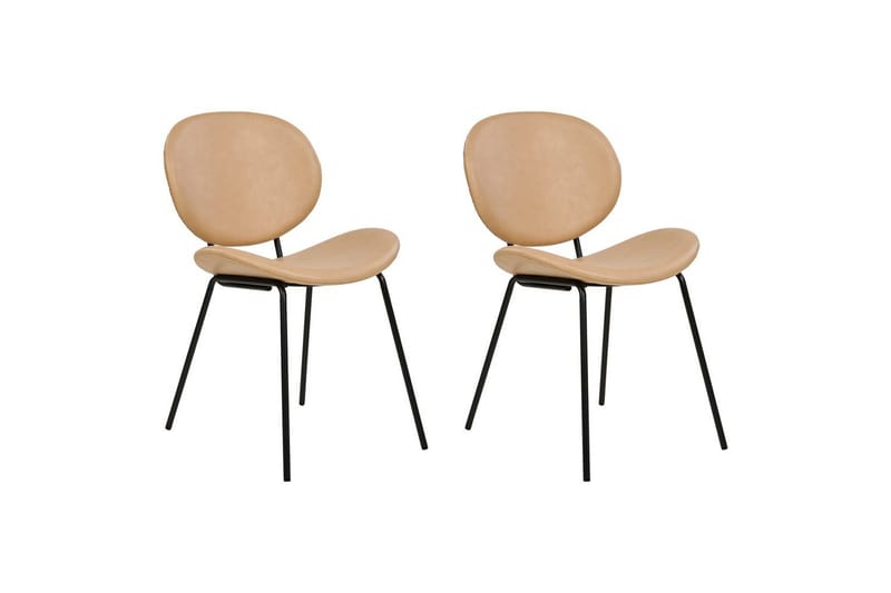 Set med 2 matstolar Luana, Beige, svart/Konstläder