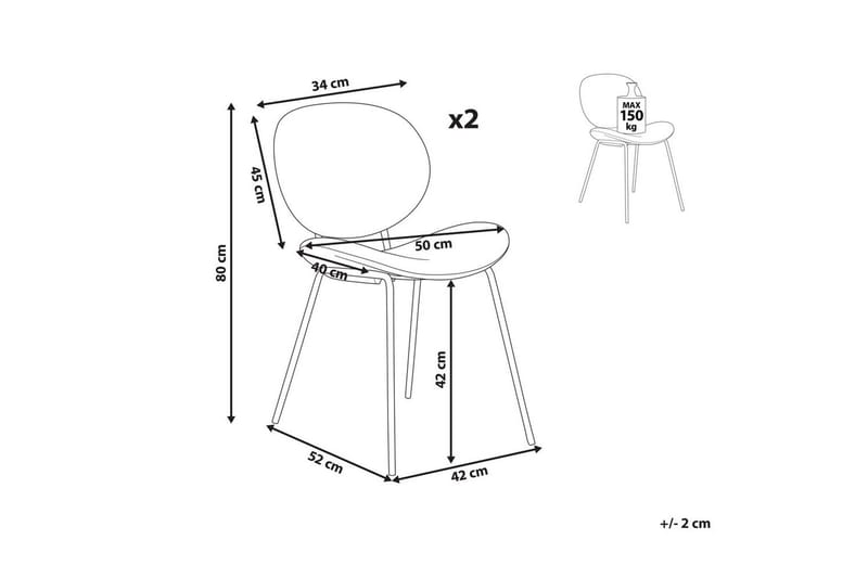 Set med 2 matstolar Luana - Beige, svart/Sammet - Möbler - Stolar & fåtöljer - Matstol & köksstol