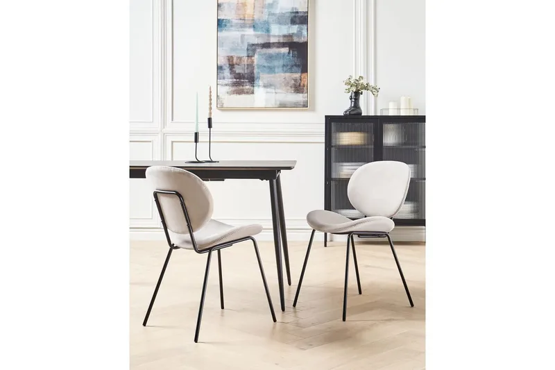 Set med 2 matstolar Luana - Beige, svart/Sammet - Möbler - Stolar & fåtöljer - Matstol & köksstol