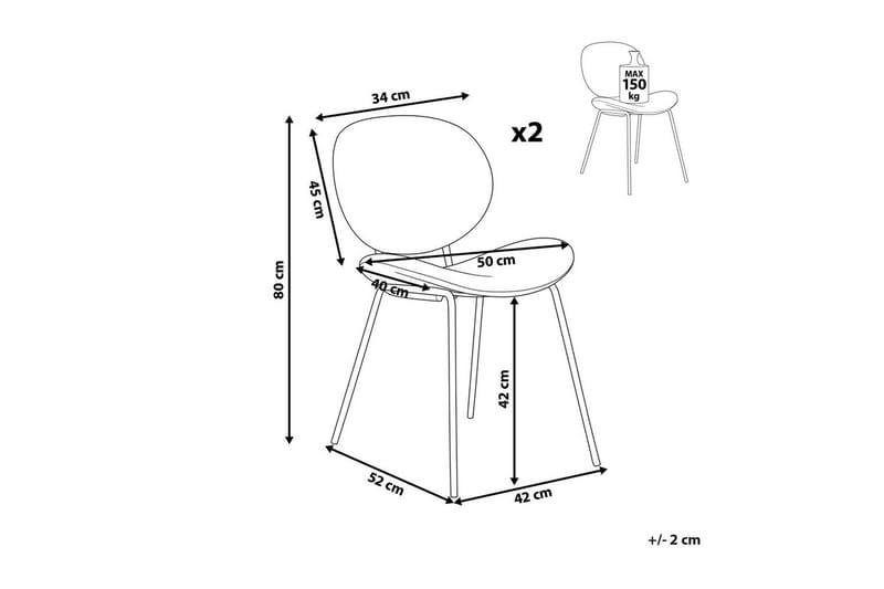 Set med 2 matstolar Luana - Grå, svart/Sammet - Möbler - Stolar & fåtöljer - Matstol & köksstol