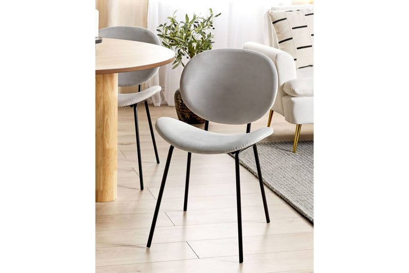 Set med 2 matstolar Luana - Grå, svart/Sammet - Möbler - Stolar & fåtöljer - Matstol & köksstol